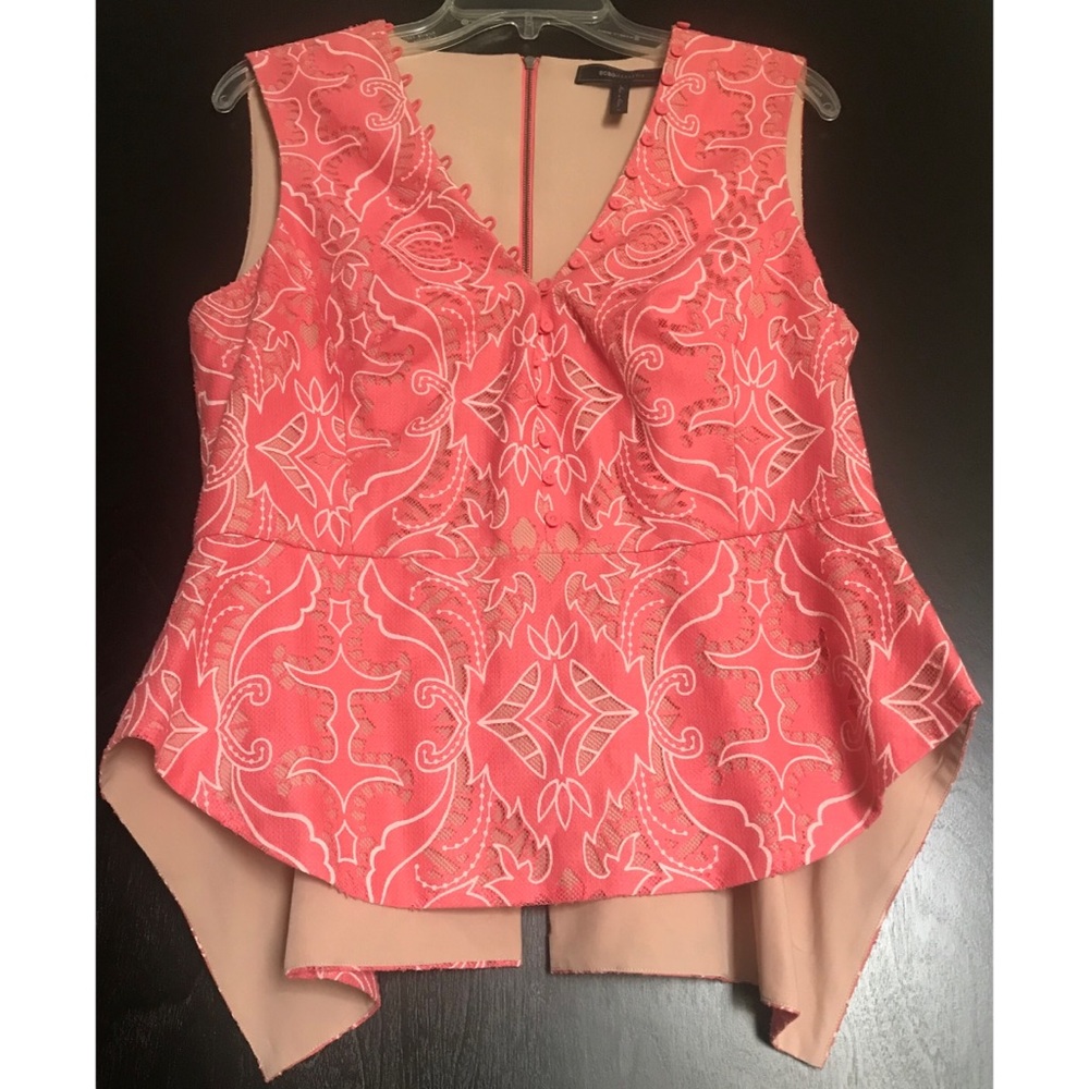 BCBG MAXAZRIA Rena Lace Peplum Top